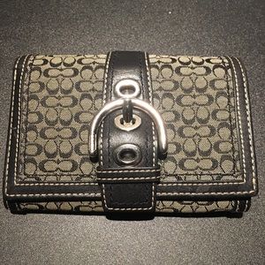 Coach Signature C Trifold Wallet w/ Black Buckle